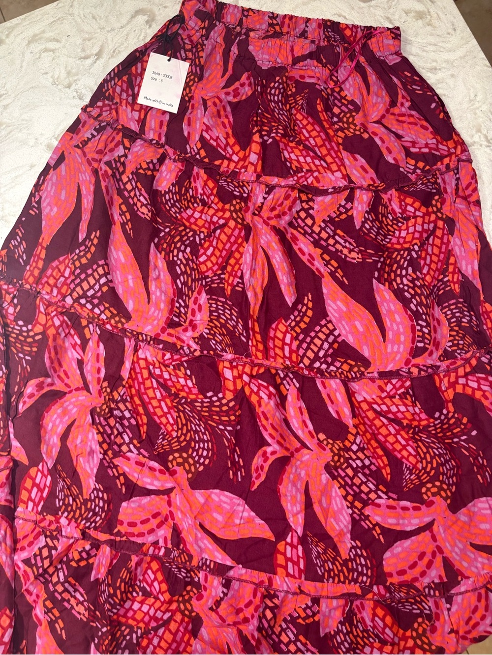 Vibrant Pink & Magenta Tiered Maxi Skirt